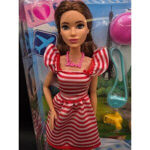 Barbie Pink Passport Picnic Doll & Accessories Set With Red Dress & Props